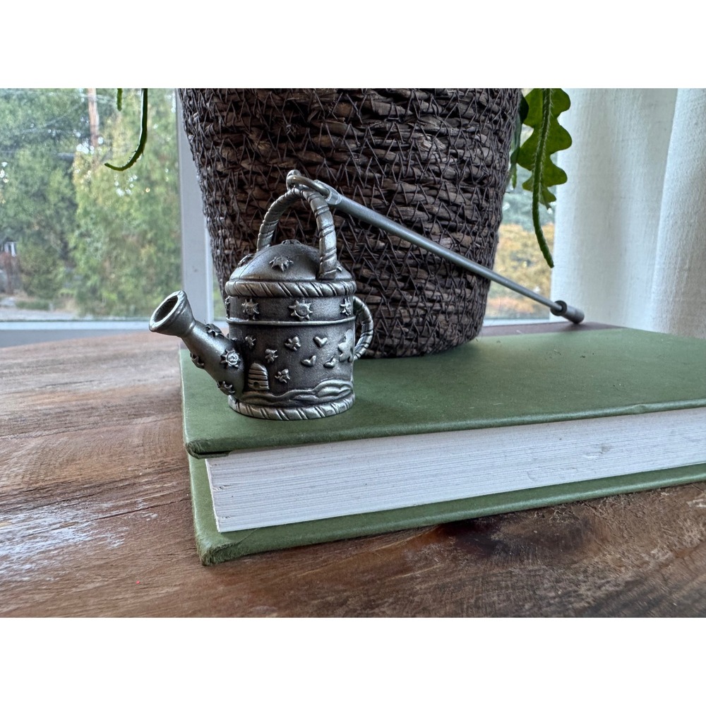 Vintage Pewter Watering Can Candle Snuffer Garden Theme Long Handle Extinguisher